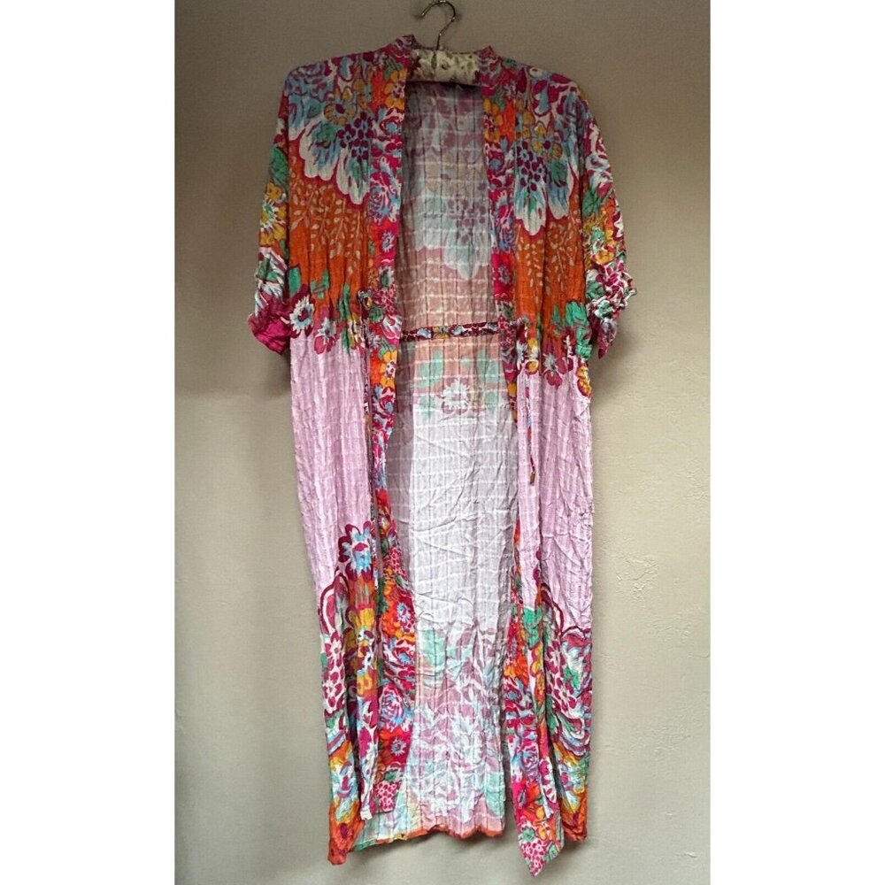 Conditions Apply Womens Floral Open Front Duster Cardigan One Size Multicolor